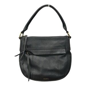 FOSSIL‎ Vintage Pebbled Black LEATHER Hand Bag